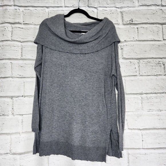 Caslon 3-in-1 Side Slit Convertible Cowl Neck Sweater Tunic Size Large Gray - Picture 1 of 12